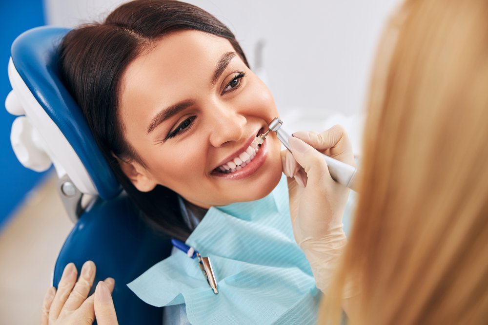 woman having a dental cleaning