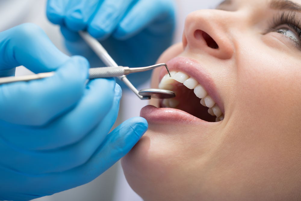 woman having a teeth cleaning