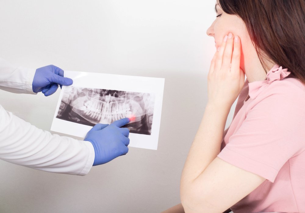 a woman with tooth ache